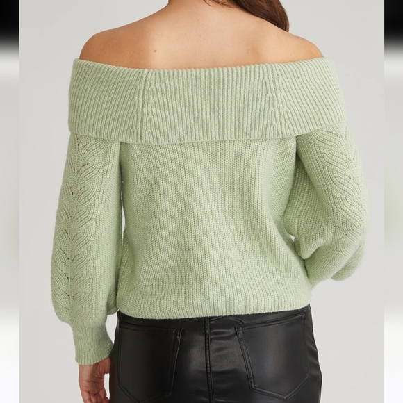 525 America New Marisa Green Relaxed Off Shoulder Pullover Sweater SZ Large - Picture 4 of 15